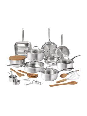 The Pioneer Woman Home Silver Utensils 28Piece Stainless Steel Lids Cookware Set